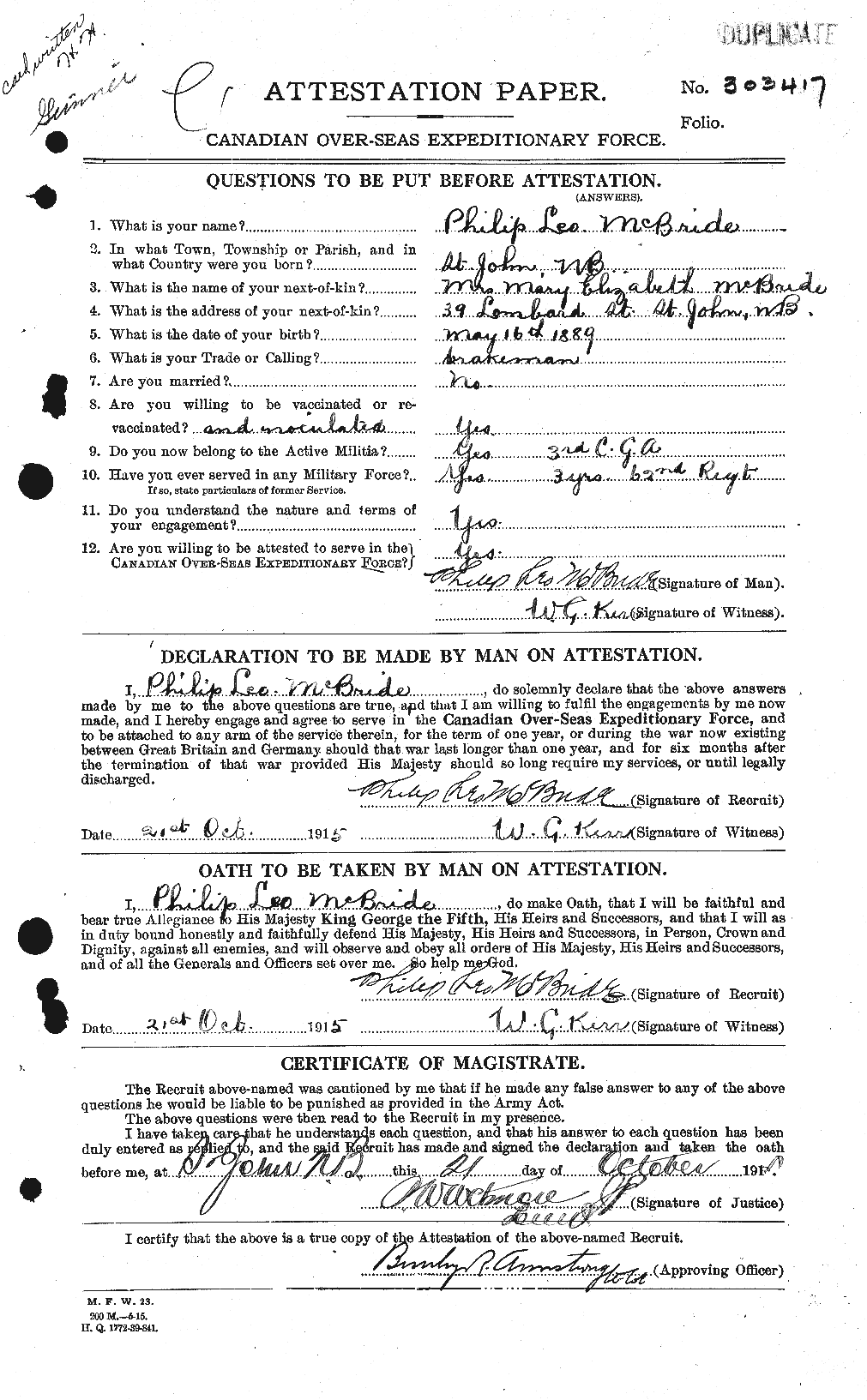 Personnel Records of the First World War - CEF 131752a