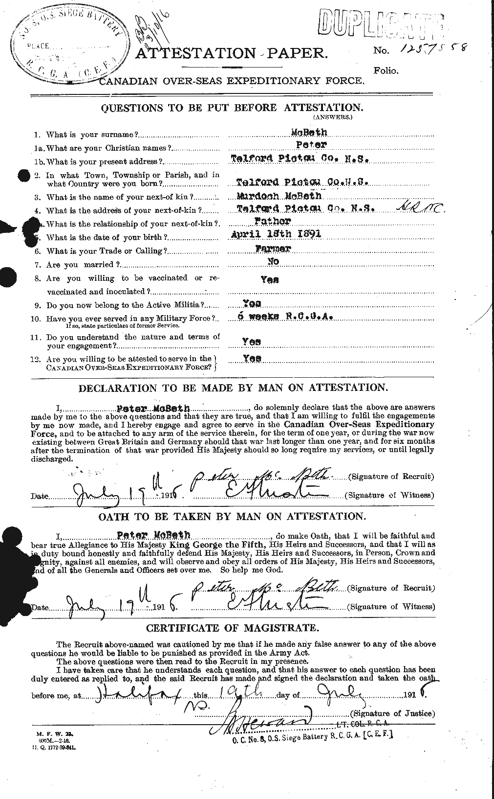 Personnel Records of the First World War - CEF 132104a