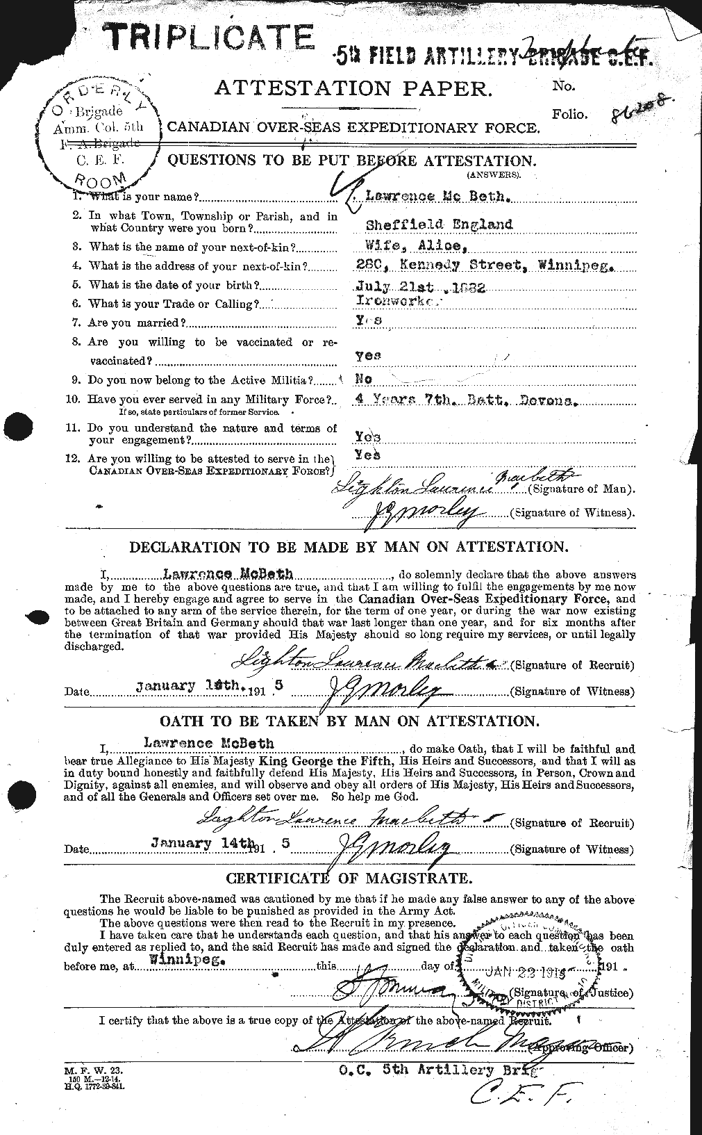 Personnel Records of the First World War - CEF 132109a