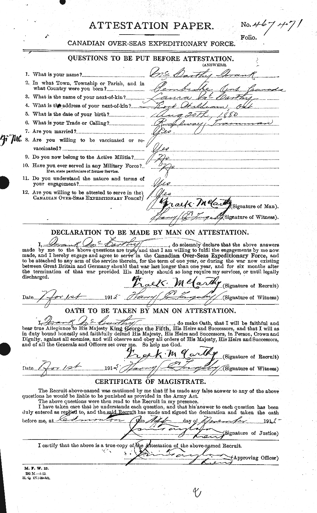 Personnel Records of the First World War - CEF 132243a