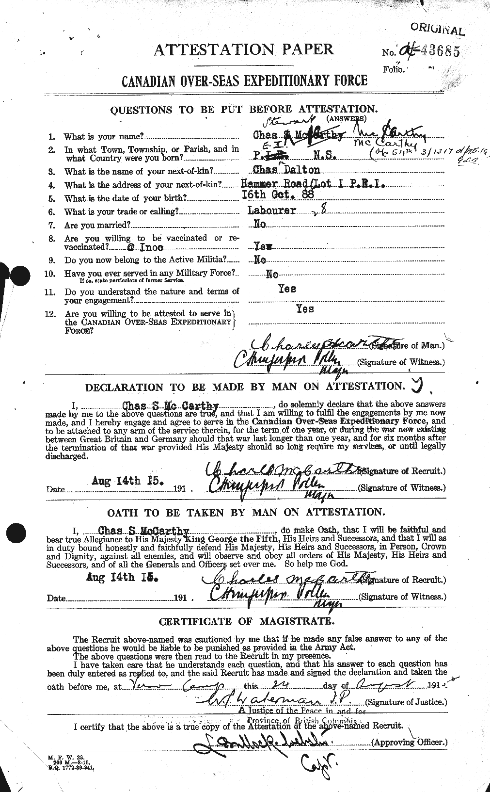 Personnel Records of the First World War - CEF 132304a