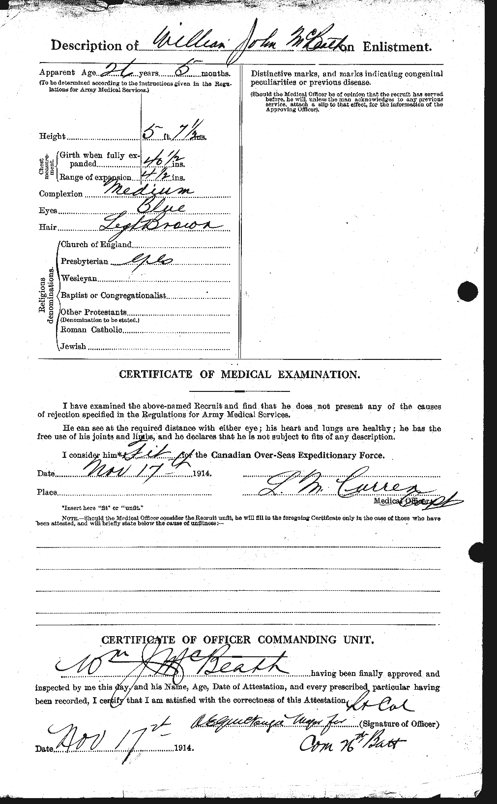 Dossiers du Personnel de la Première Guerre mondiale - CEC 132368b