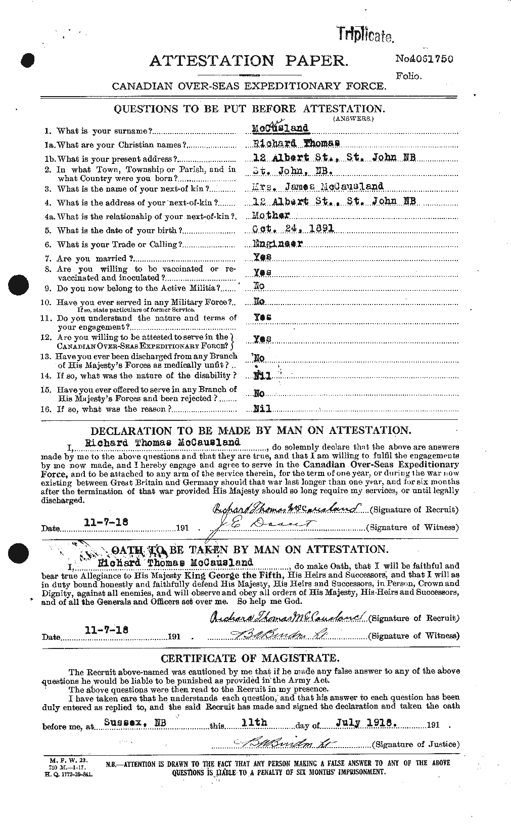 Personnel Records of the First World War - CEF 132561a