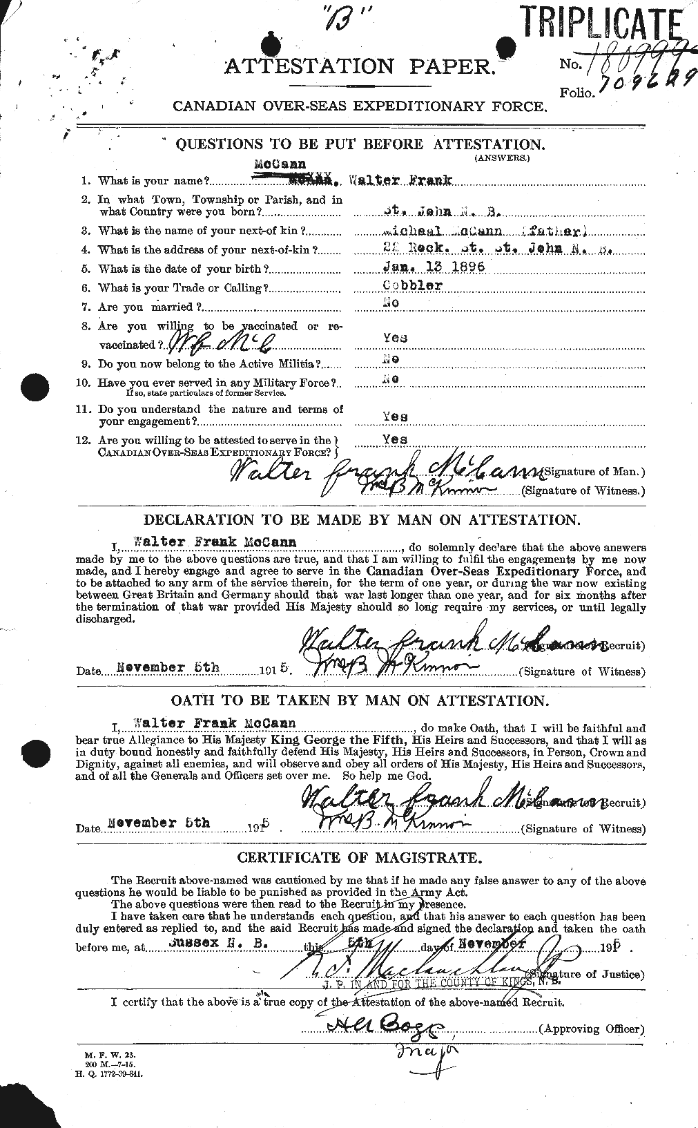 Dossiers du Personnel de la Première Guerre mondiale - CEC 132667a