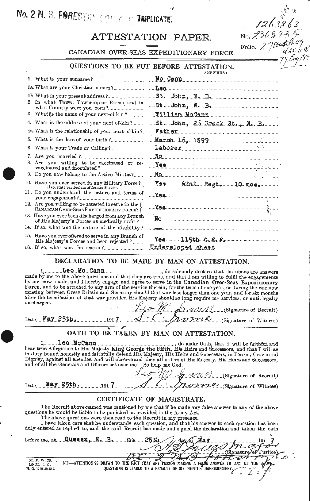 Personnel Records of the First World War - CEF 132705a