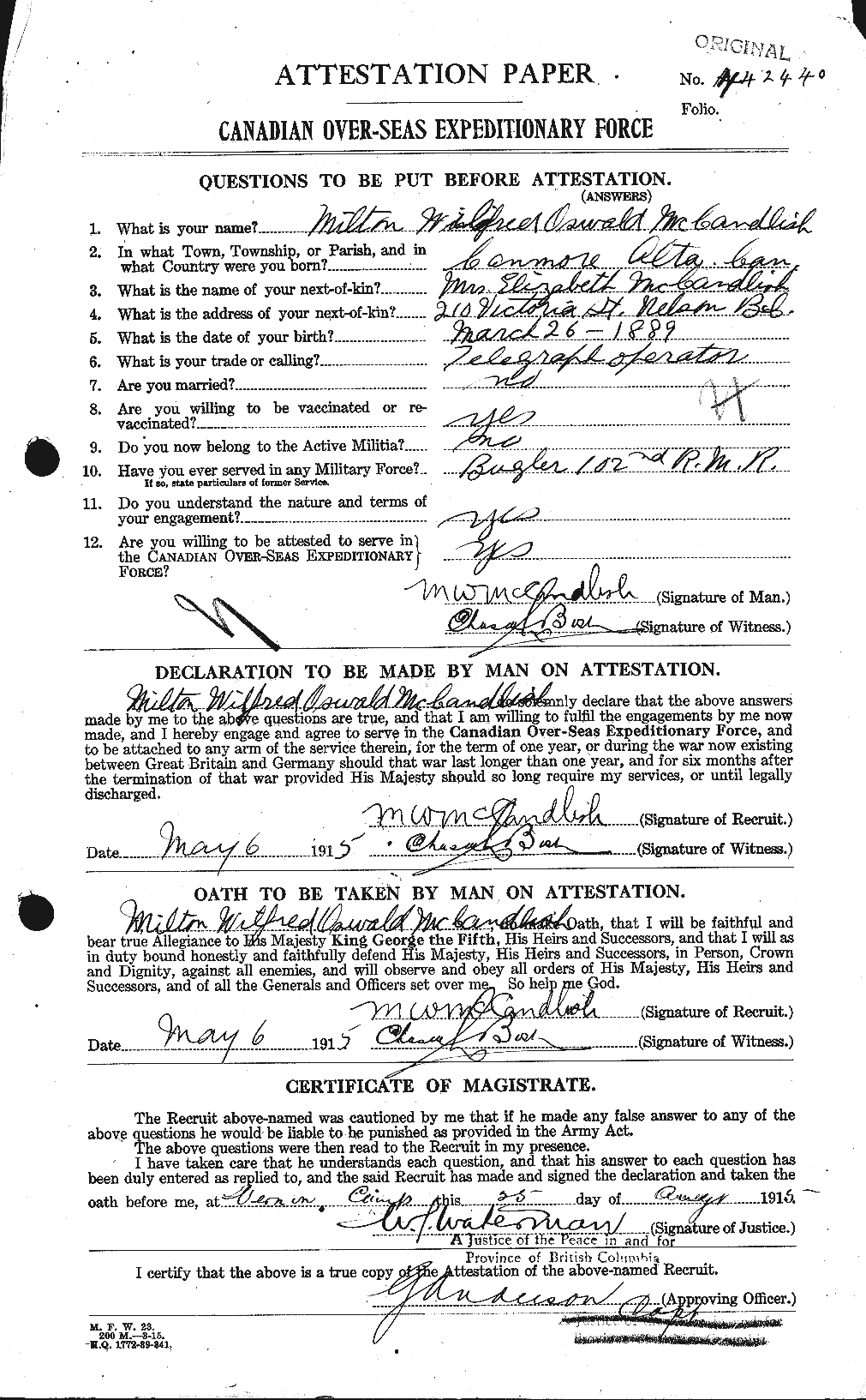 Personnel Records of the First World War - CEF 132813a