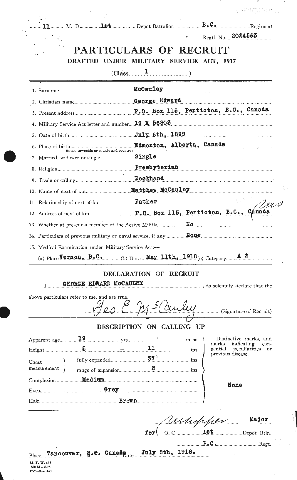Personnel Records of the First World War - CEF 133130a