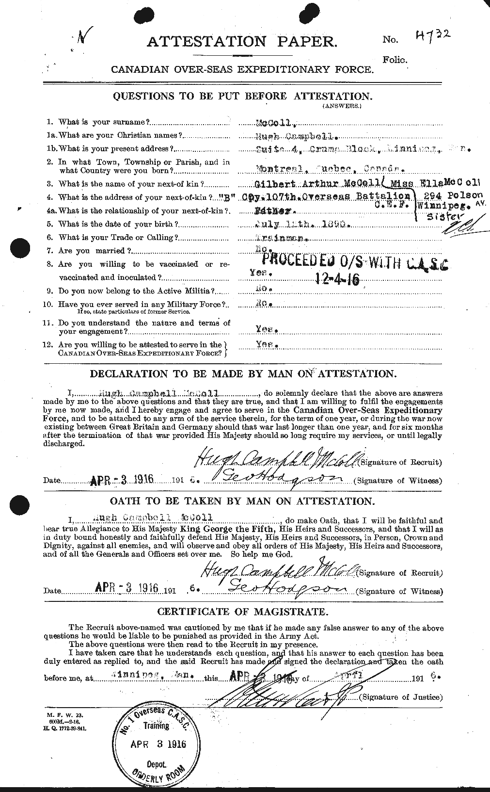 Personnel Records of the First World War - CEF 133389a