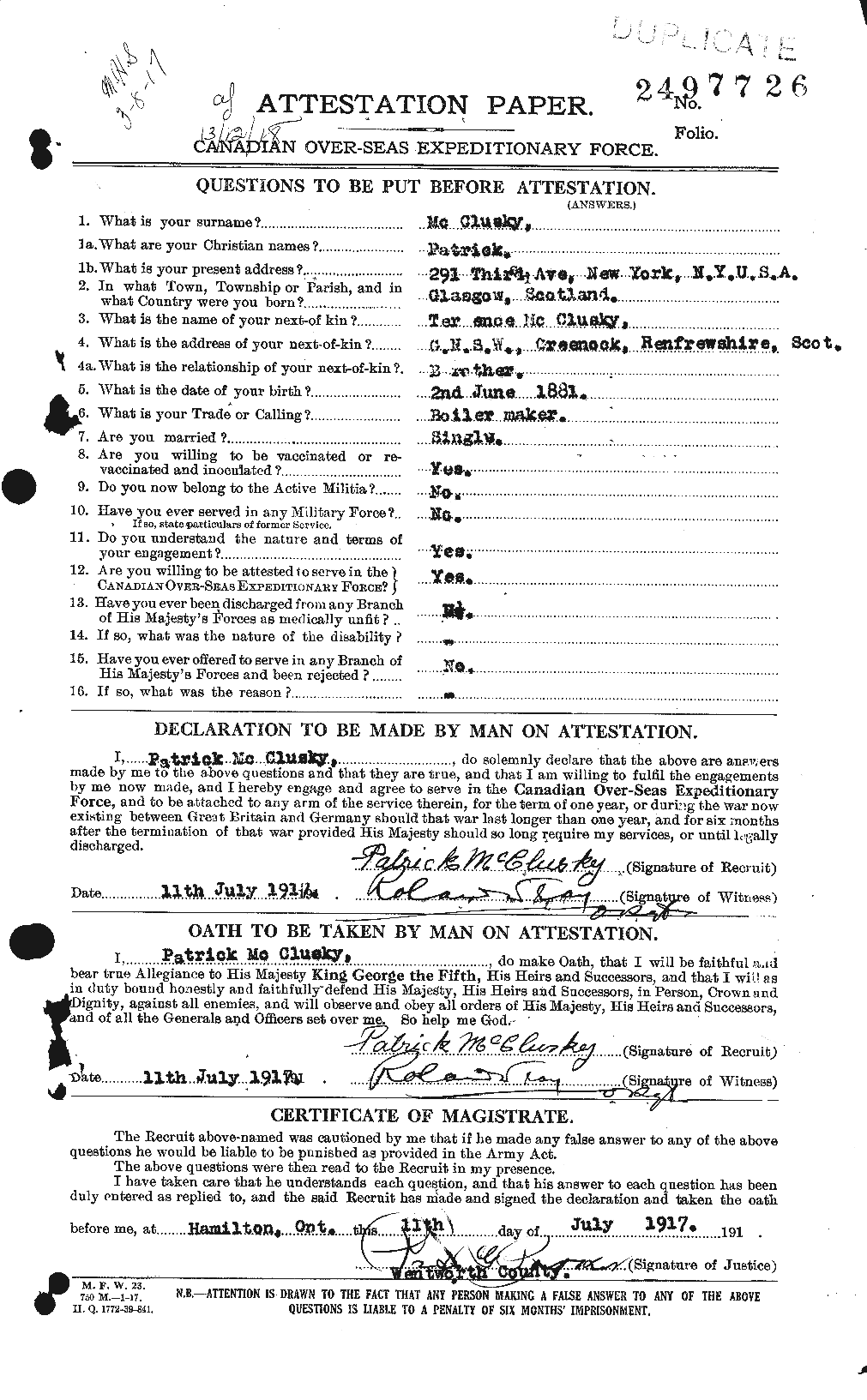 Personnel Records of the First World War - CEF 133467a