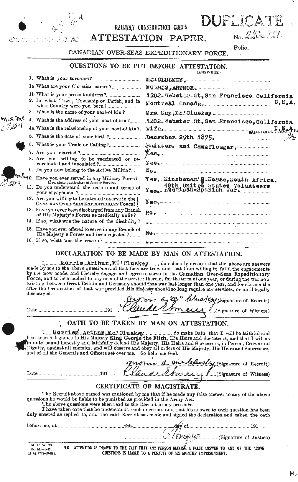Personnel Records of the First World War - CEF 133476a