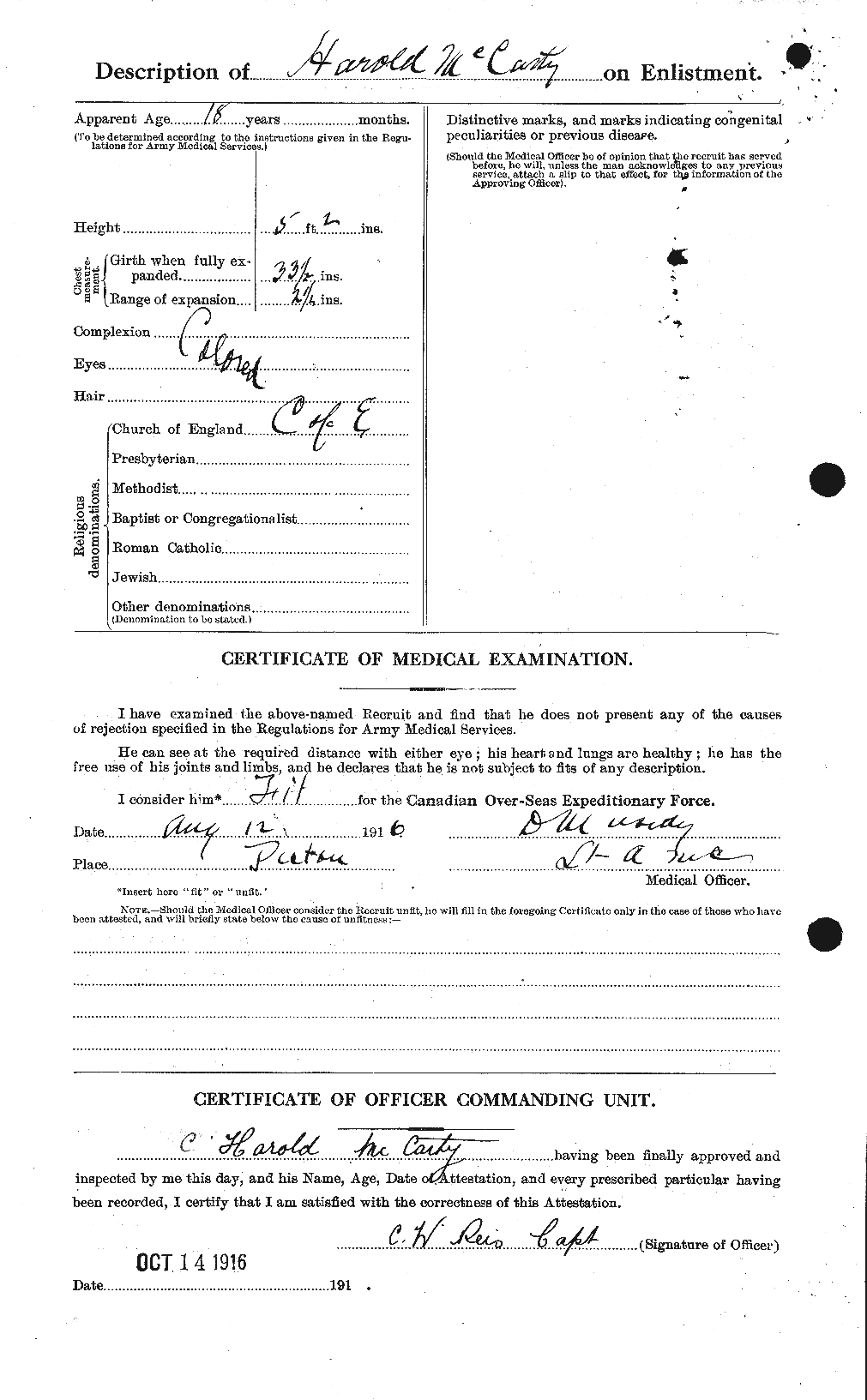 Personnel Records of the First World War - CEF 133501b