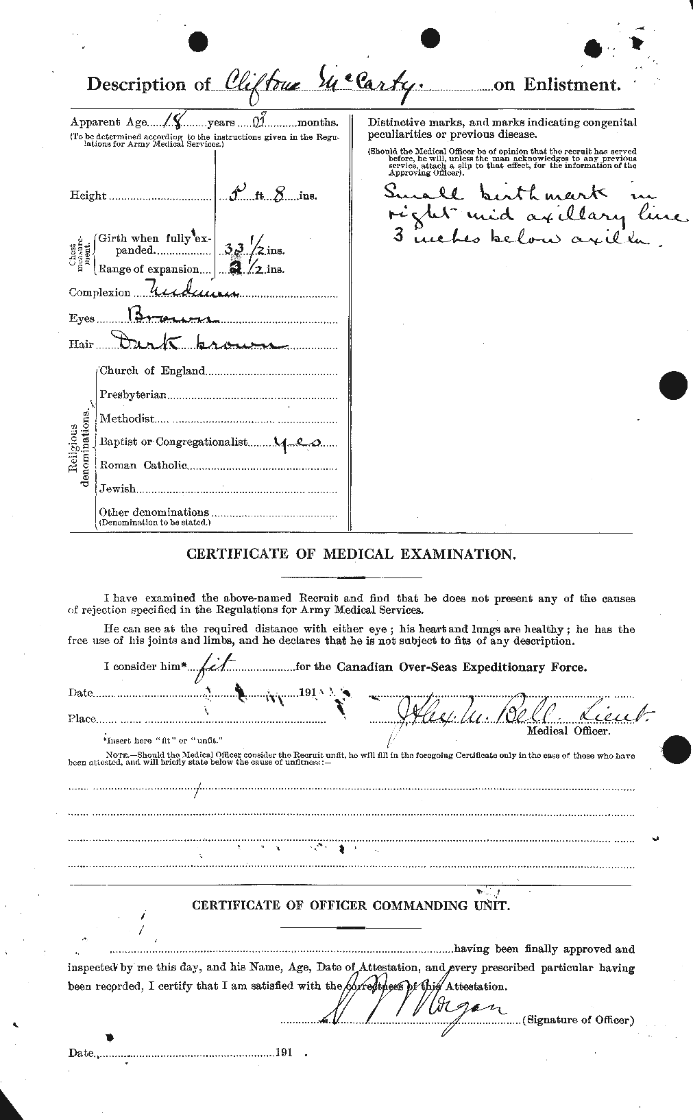 Dossiers du Personnel de la Première Guerre mondiale - CEC 133514b