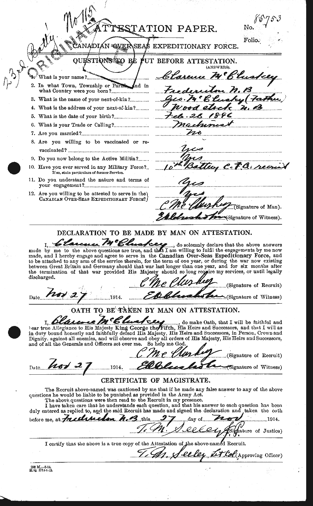 Personnel Records of the First World War - CEF 133656a