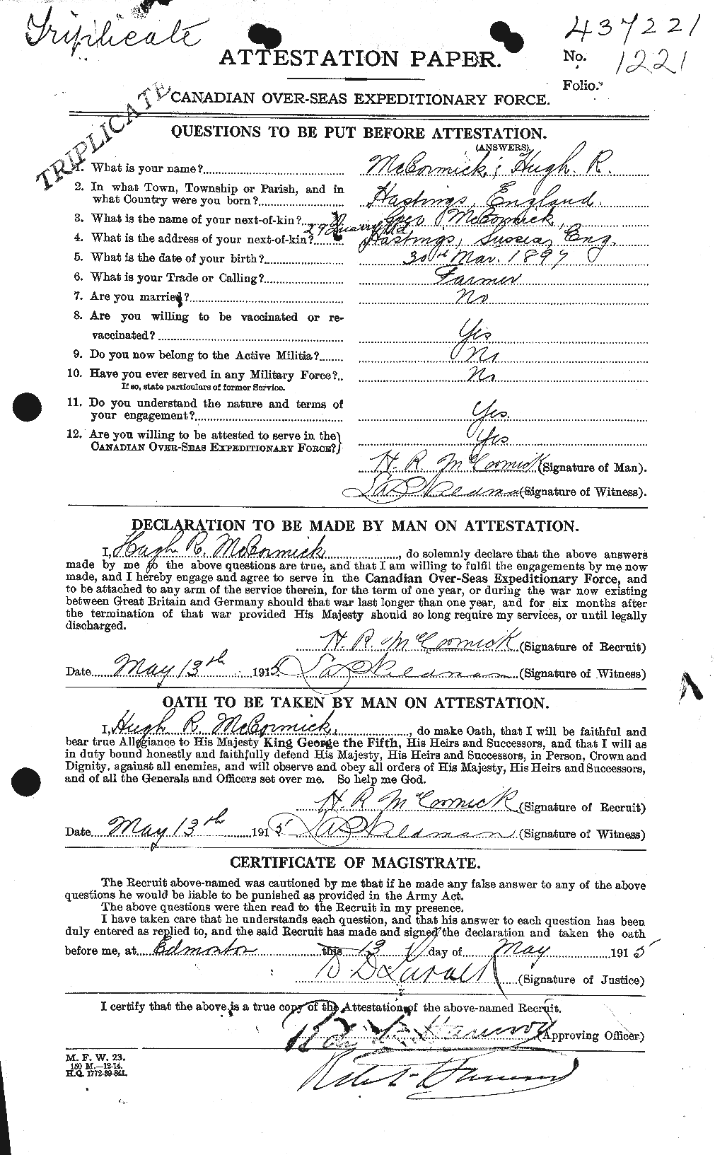 Personnel Records of the First World War - CEF 133733a