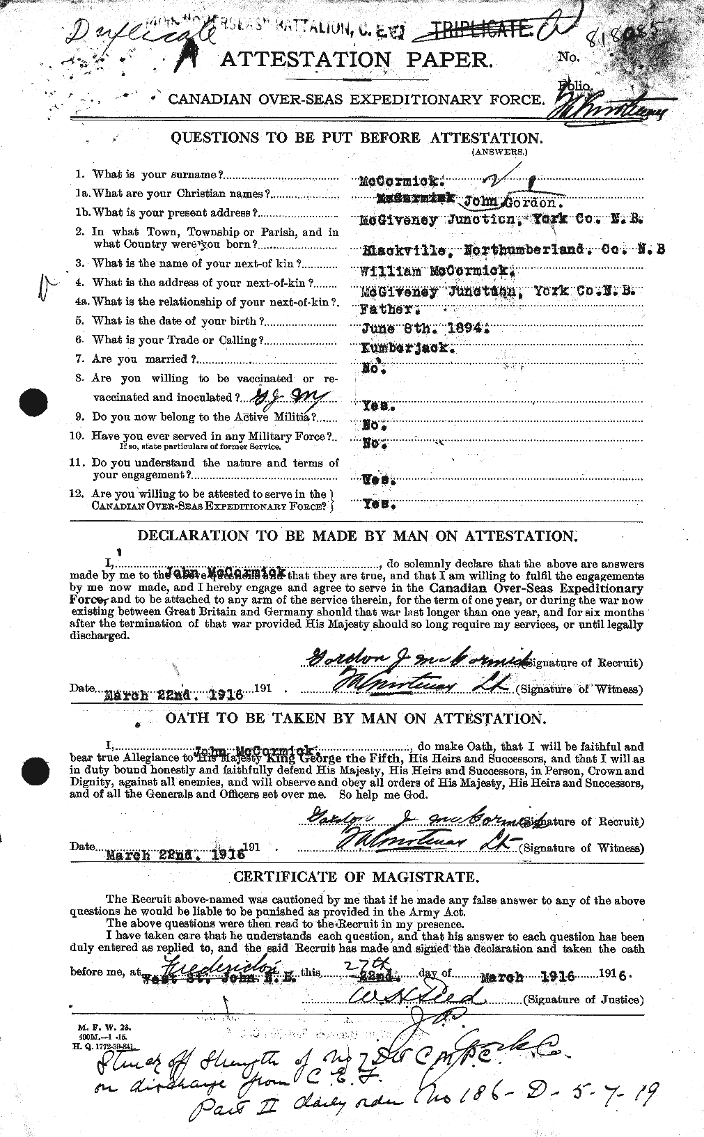 Personnel Records of the First World War - CEF 133746a