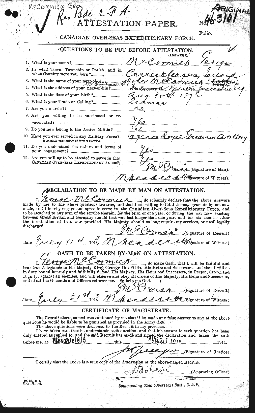 Personnel Records of the First World War - CEF 133752a