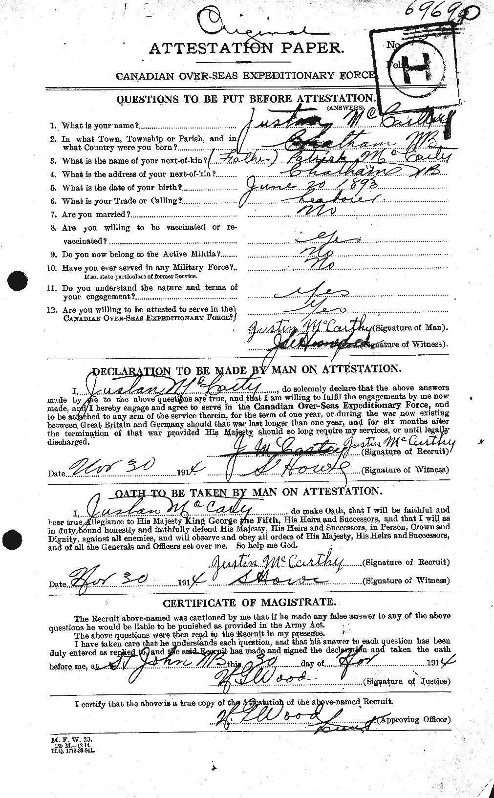 Personnel Records of the First World War - CEF 133905a