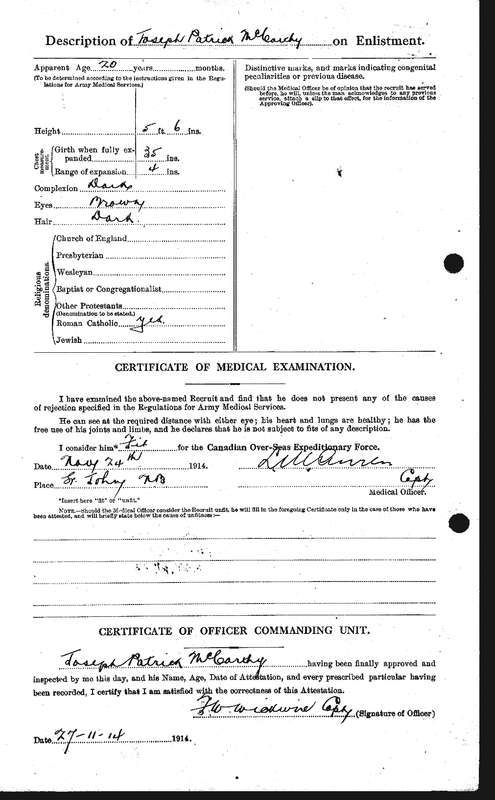 Dossiers du Personnel de la Première Guerre mondiale - CEC 133909b