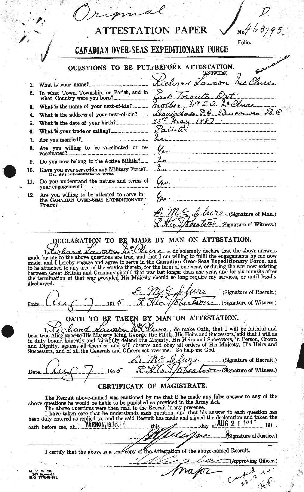Personnel Records of the First World War - CEF 133966a
