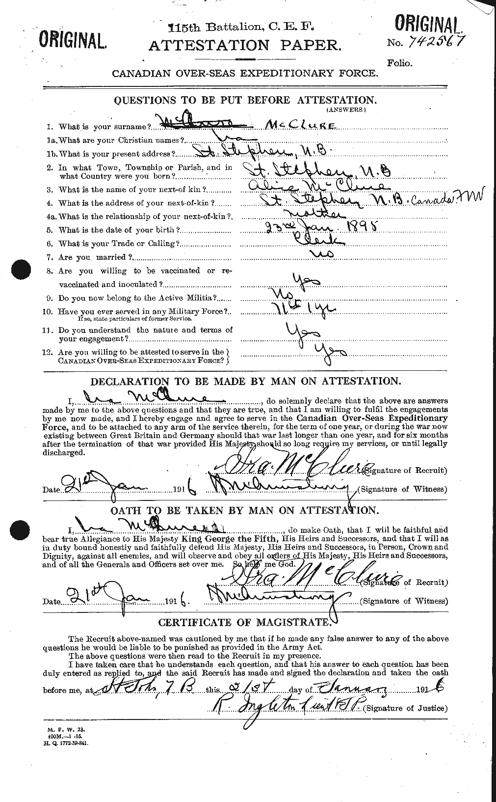 Personnel Records of the First World War - CEF 134258a