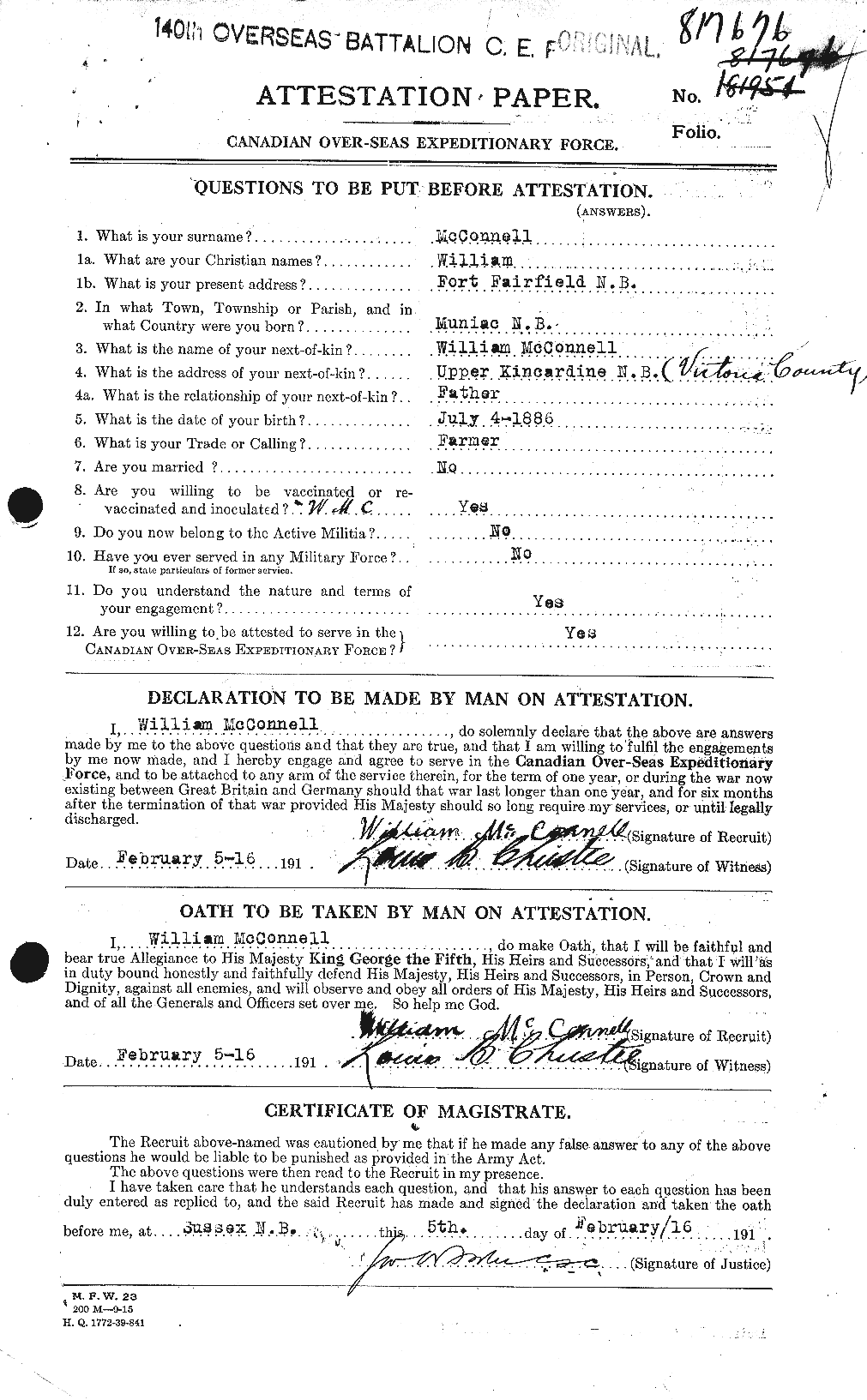 Personnel Records of the First World War - CEF 134350a