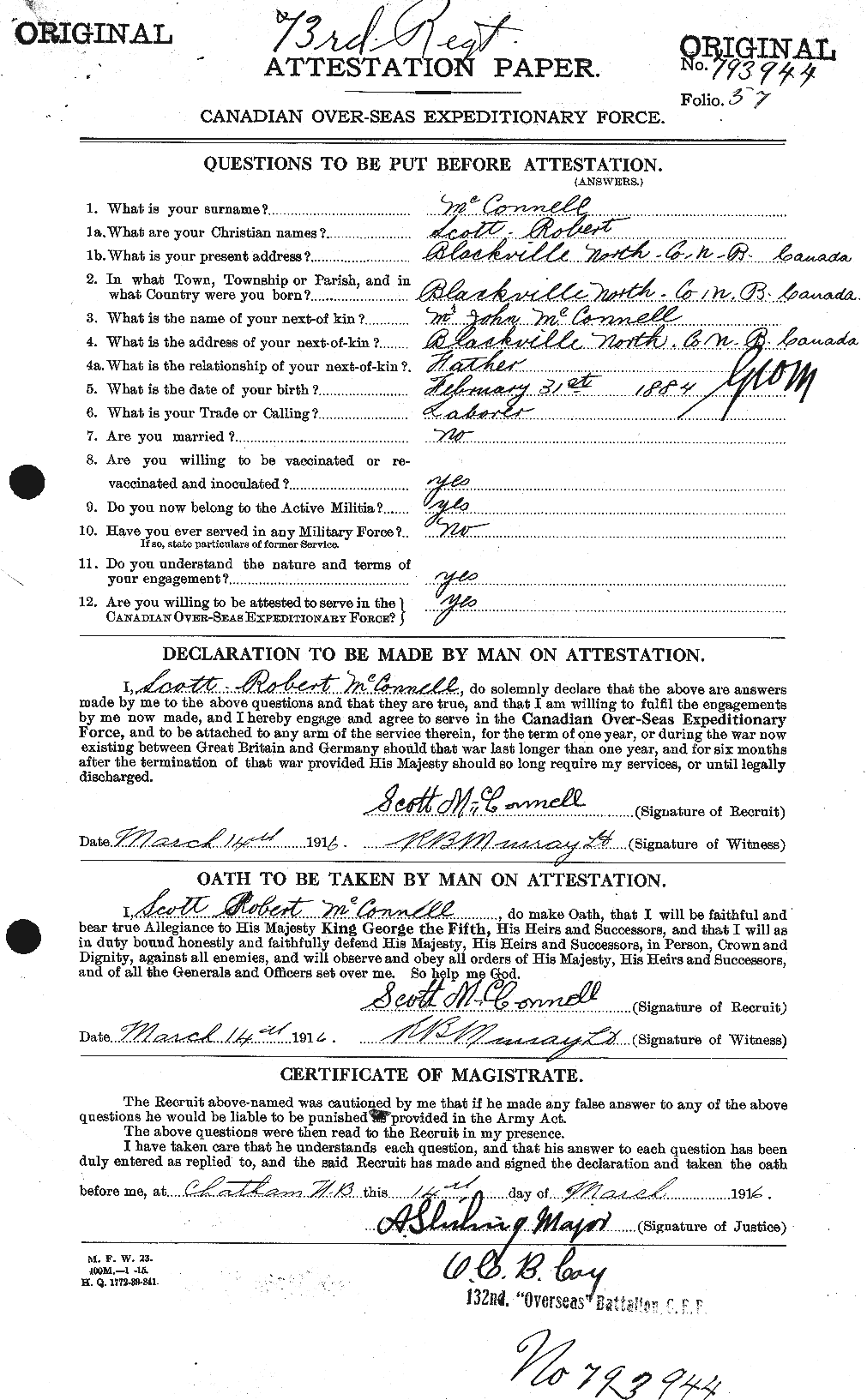 Personnel Records of the First World War - CEF 134381a