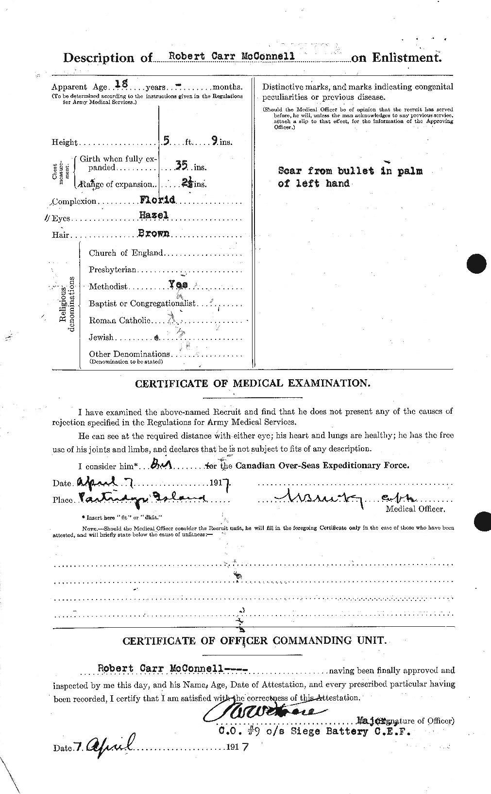 Dossiers du Personnel de la Première Guerre mondiale - CEC 134398b