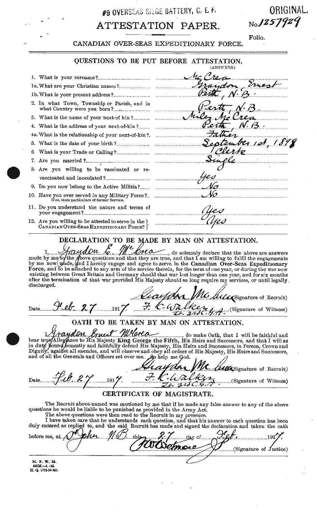 Personnel Records of the First World War - CEF 134486a
