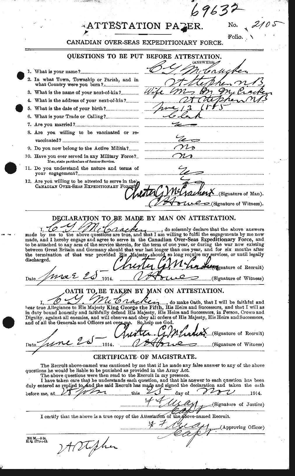 Personnel Records of the First World War - CEF 134612a