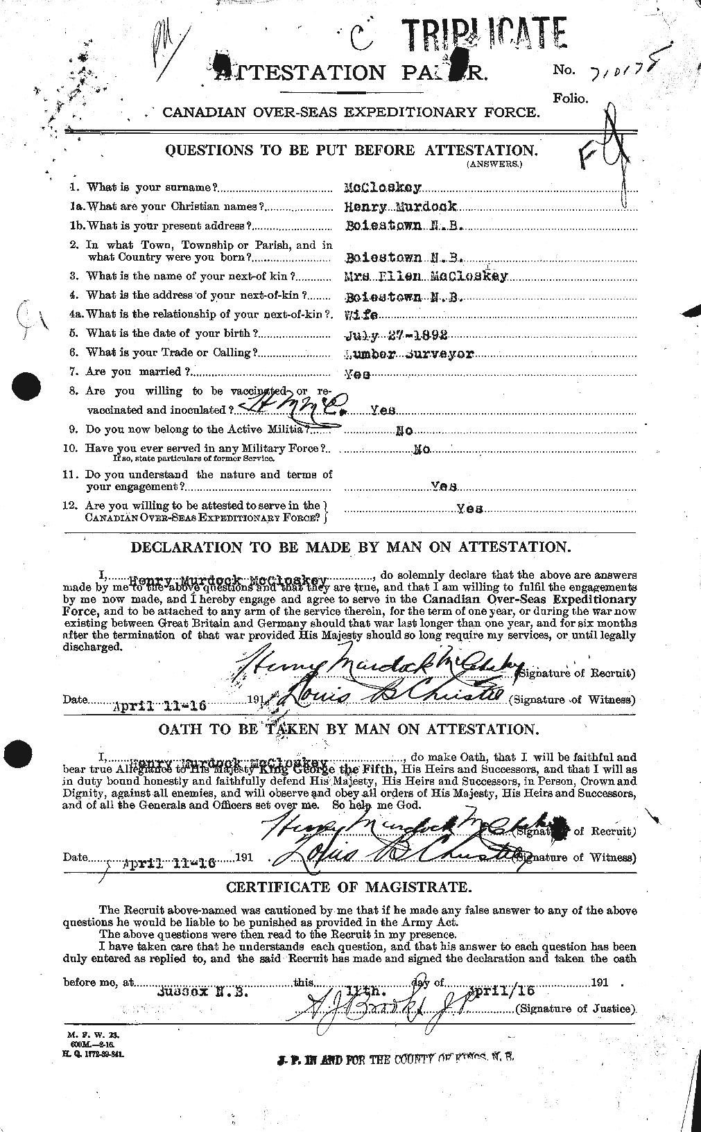 Personnel Records of the First World War - CEF 134631a