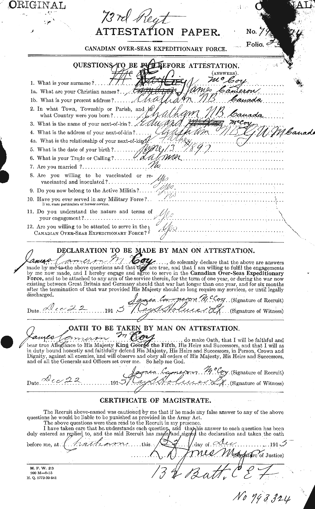 Personnel Records of the First World War - CEF 134840a