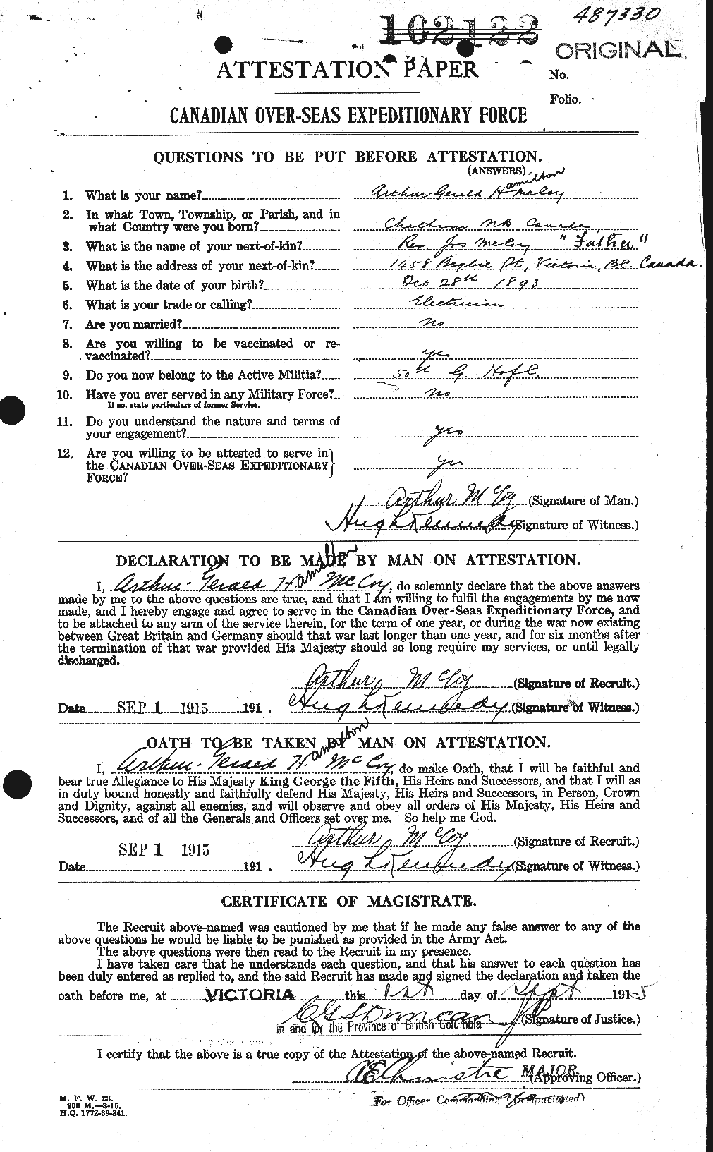 Personnel Records of the First World War - CEF 134895a