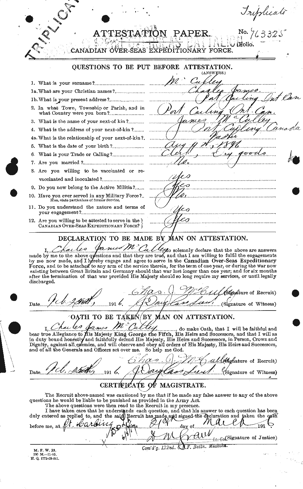 Personnel Records of the First World War - CEF 135407a