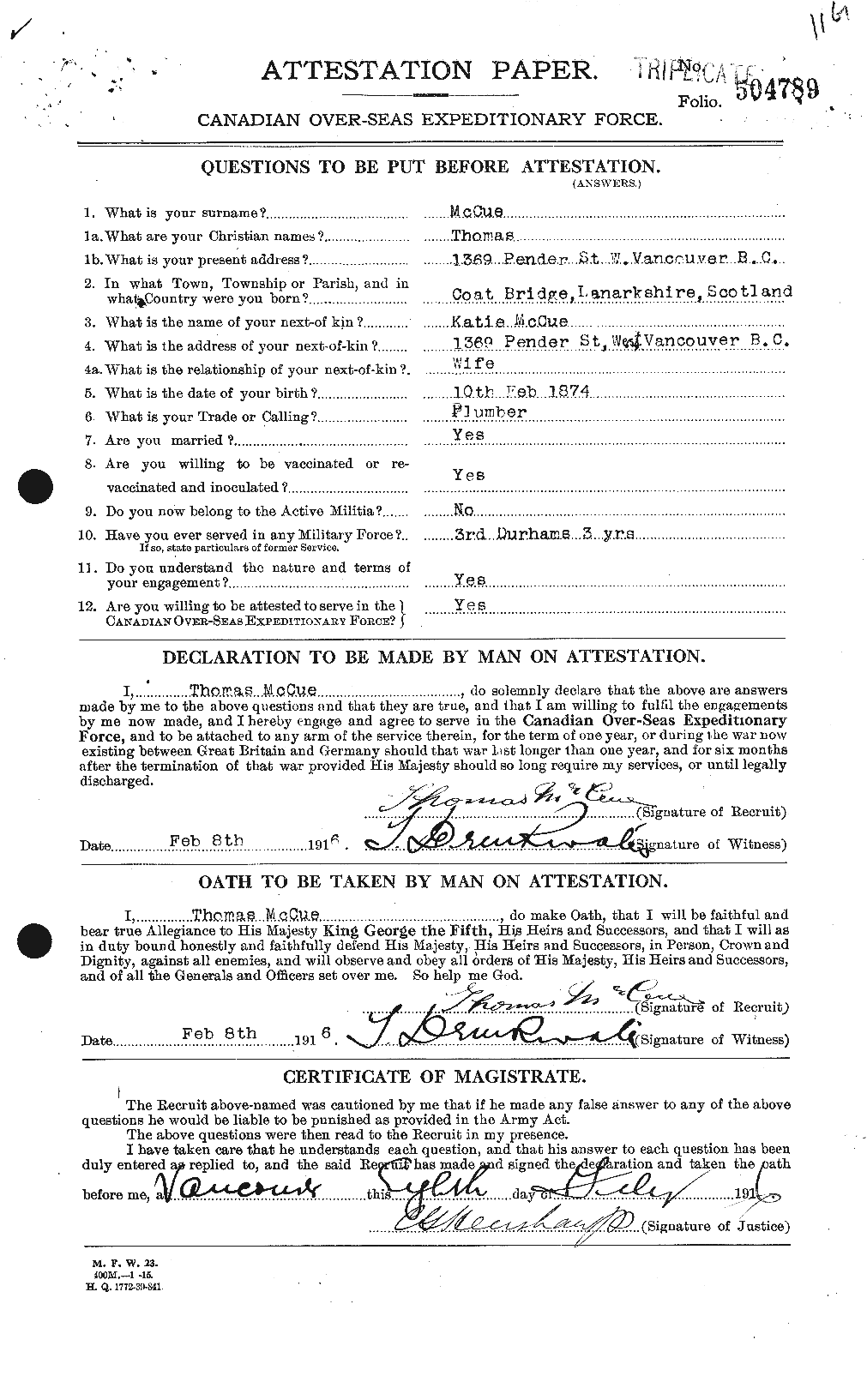 Personnel Records of the First World War - CEF 135450a