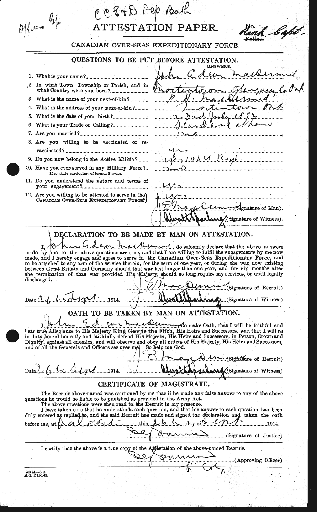 Personnel Records of the First World War - CEF 135813a