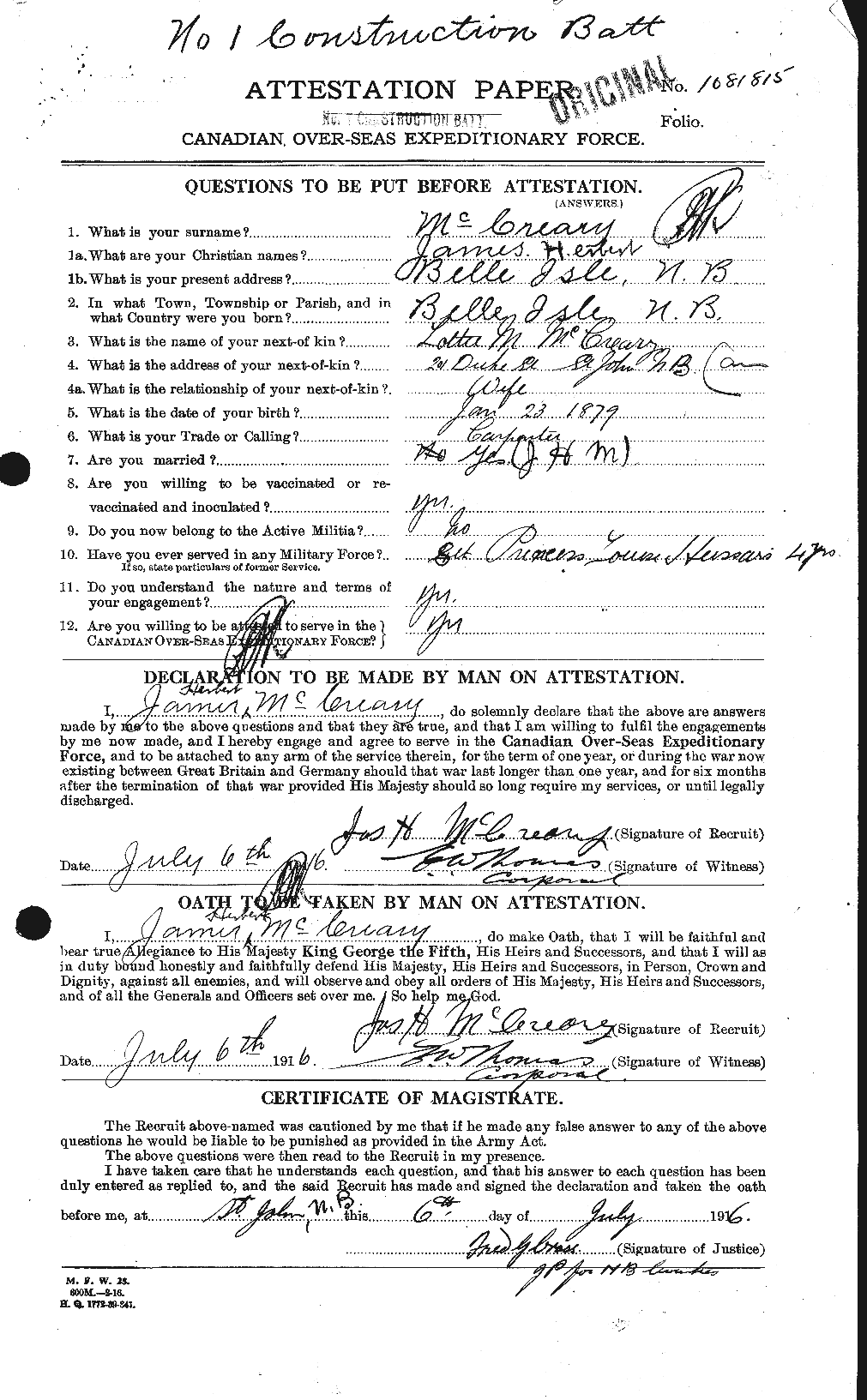Personnel Records of the First World War - CEF 135997a