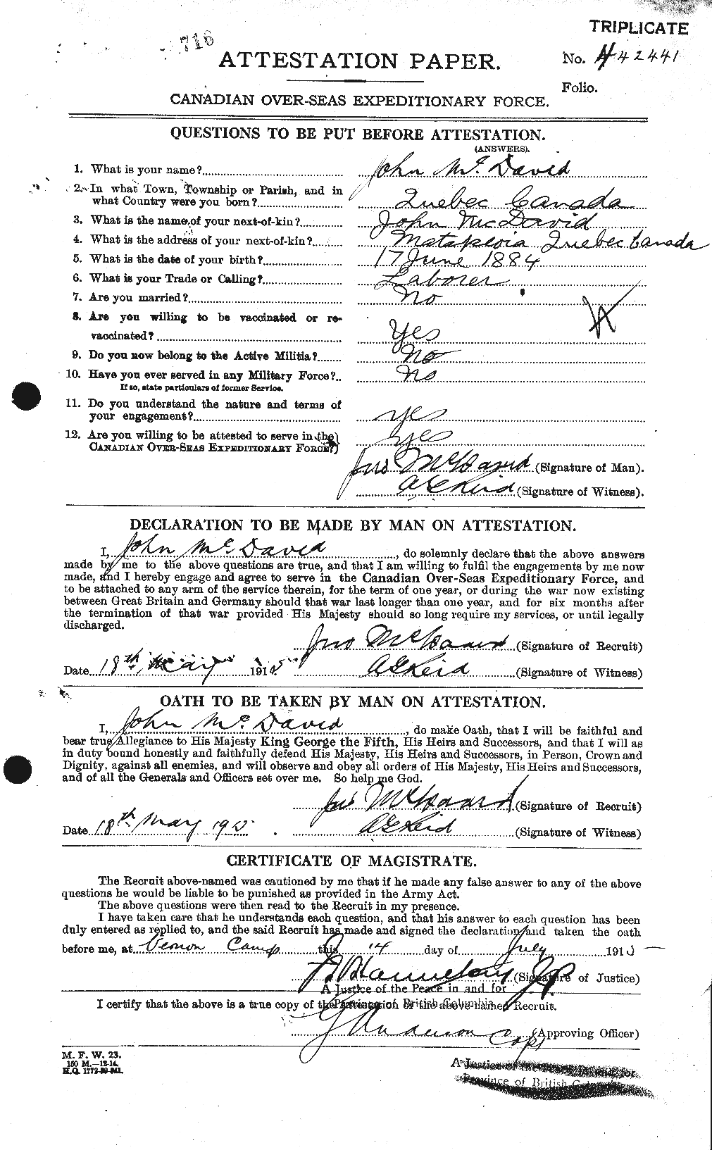 Personnel Records of the First World War - CEF 136196a
