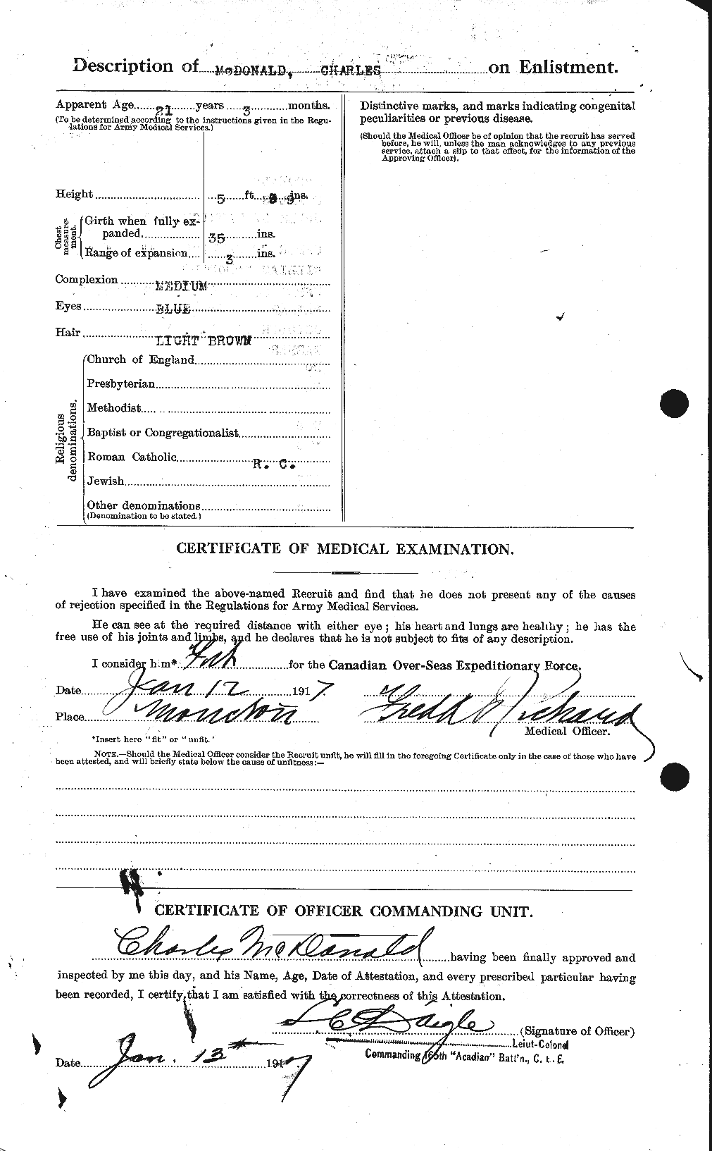 Dossiers du Personnel de la Première Guerre mondiale - CEC 136448b