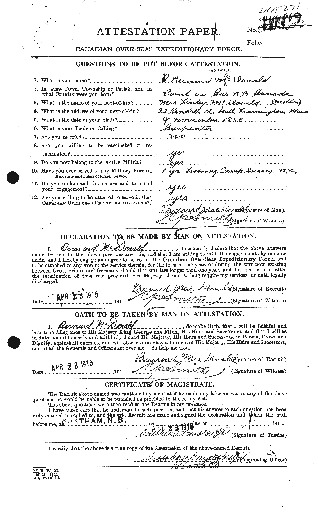 Personnel Records of the First World War - CEF 136516a