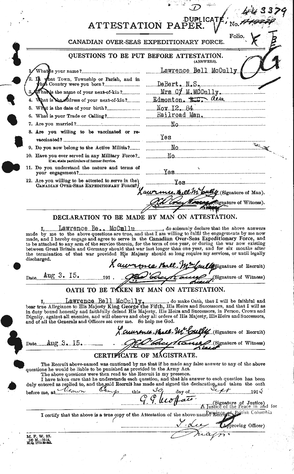 Personnel Records of the First World War - CEF 136819a