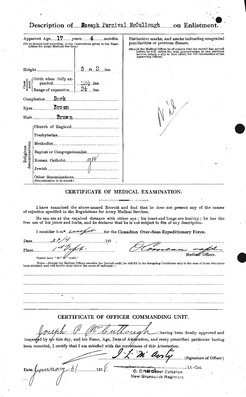 Dossiers du Personnel de la Première Guerre mondiale - CEC 136891b