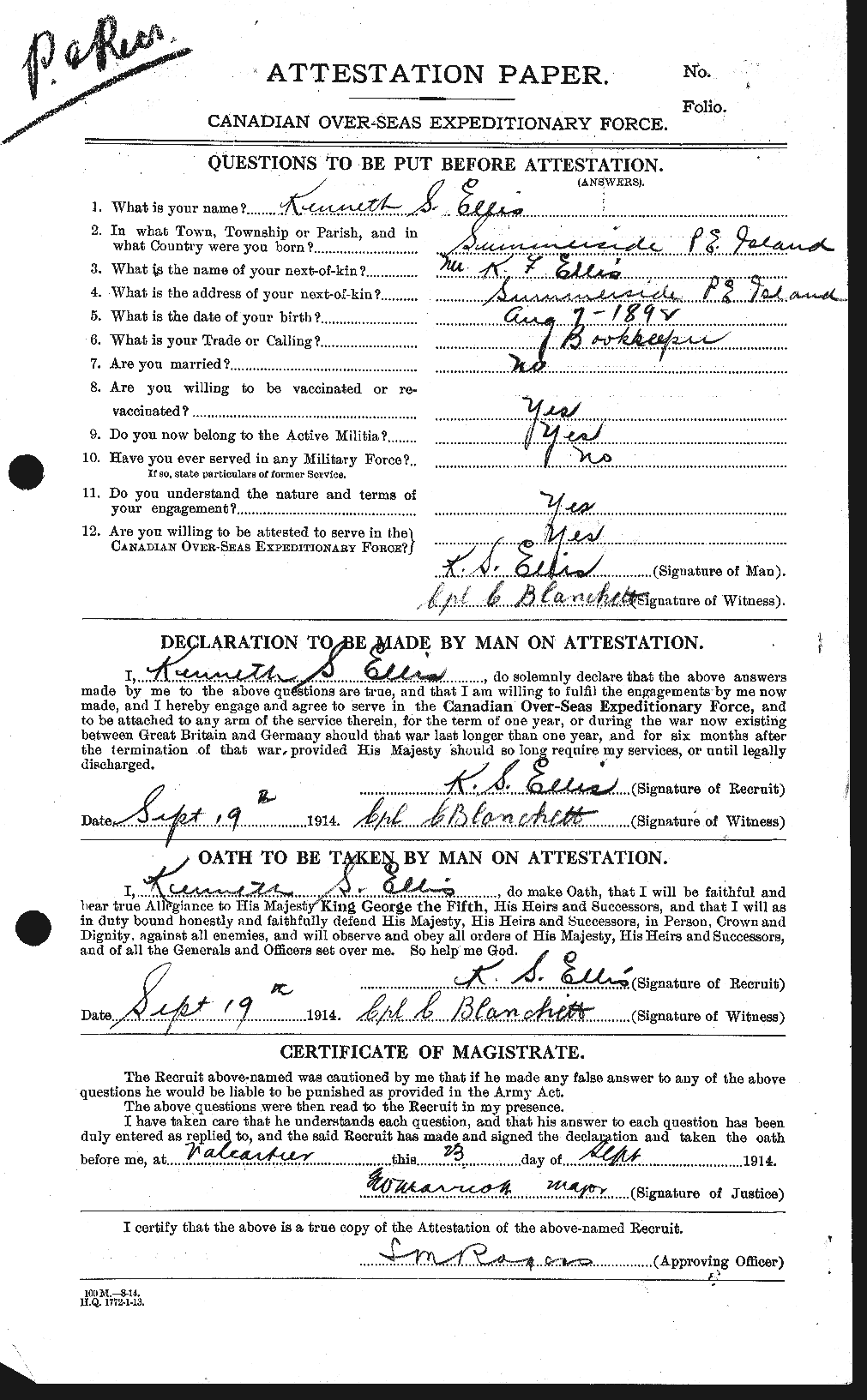 Personnel Records of the First World War - CEF 200136a