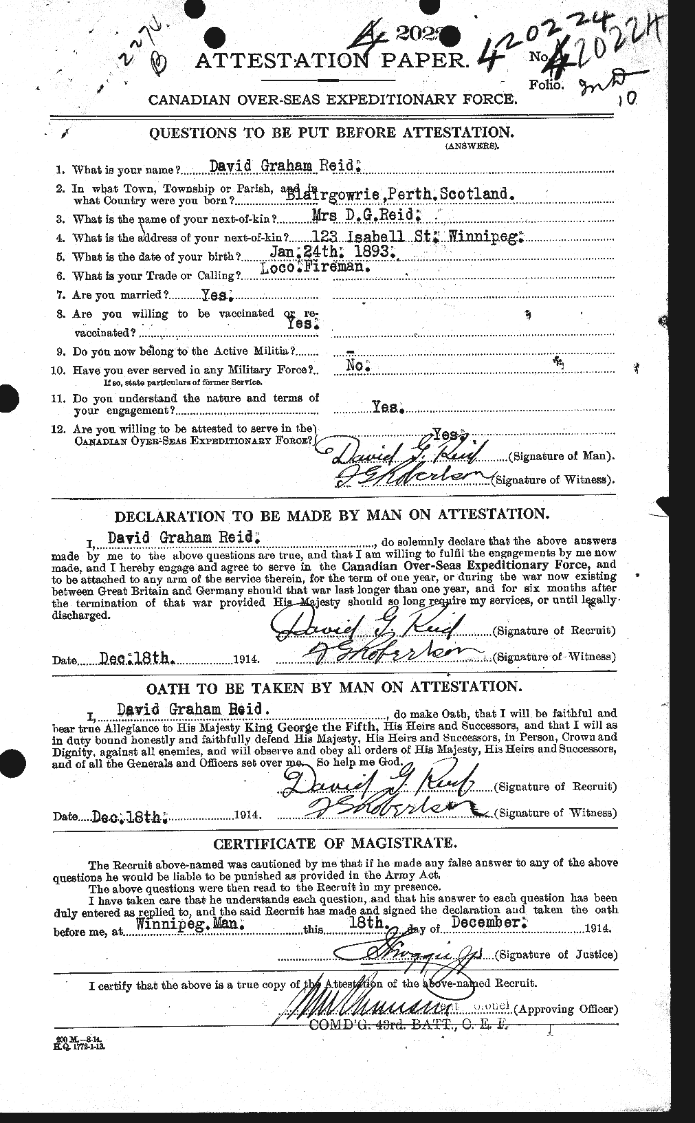 Personnel Records of the First World War - CEF 200181a