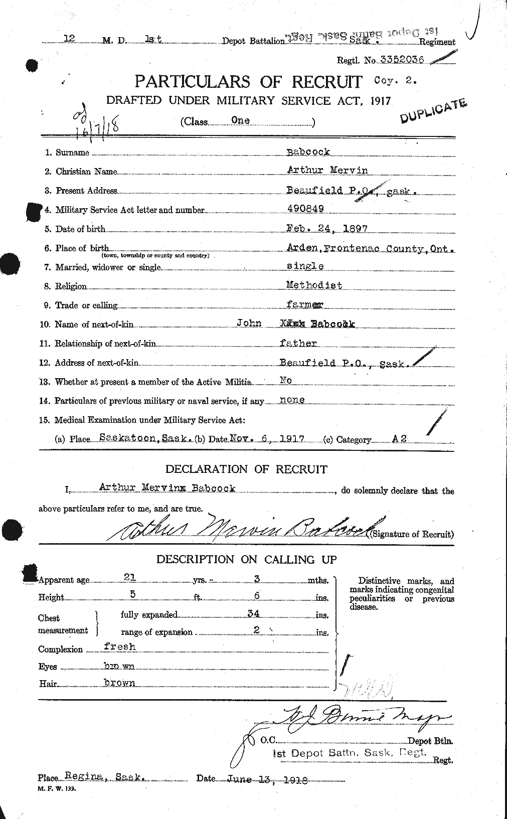 Personnel Records of the First World War - CEF 200196a