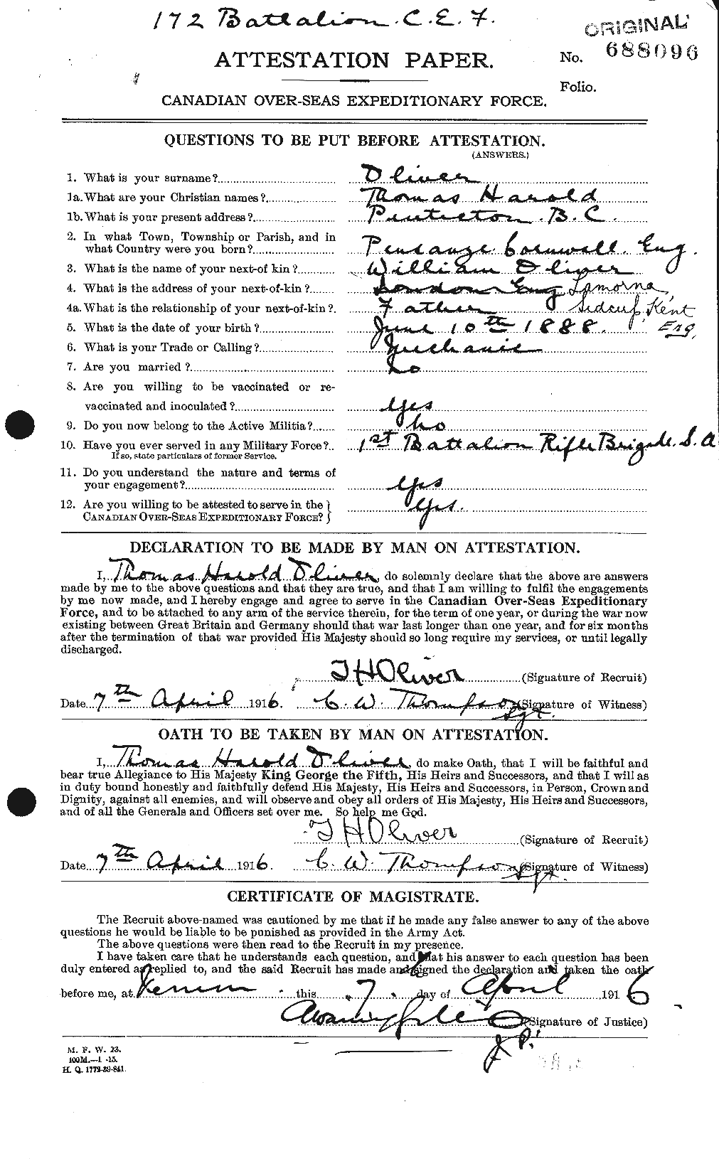 Personnel Records of the First World War - CEF 200523a