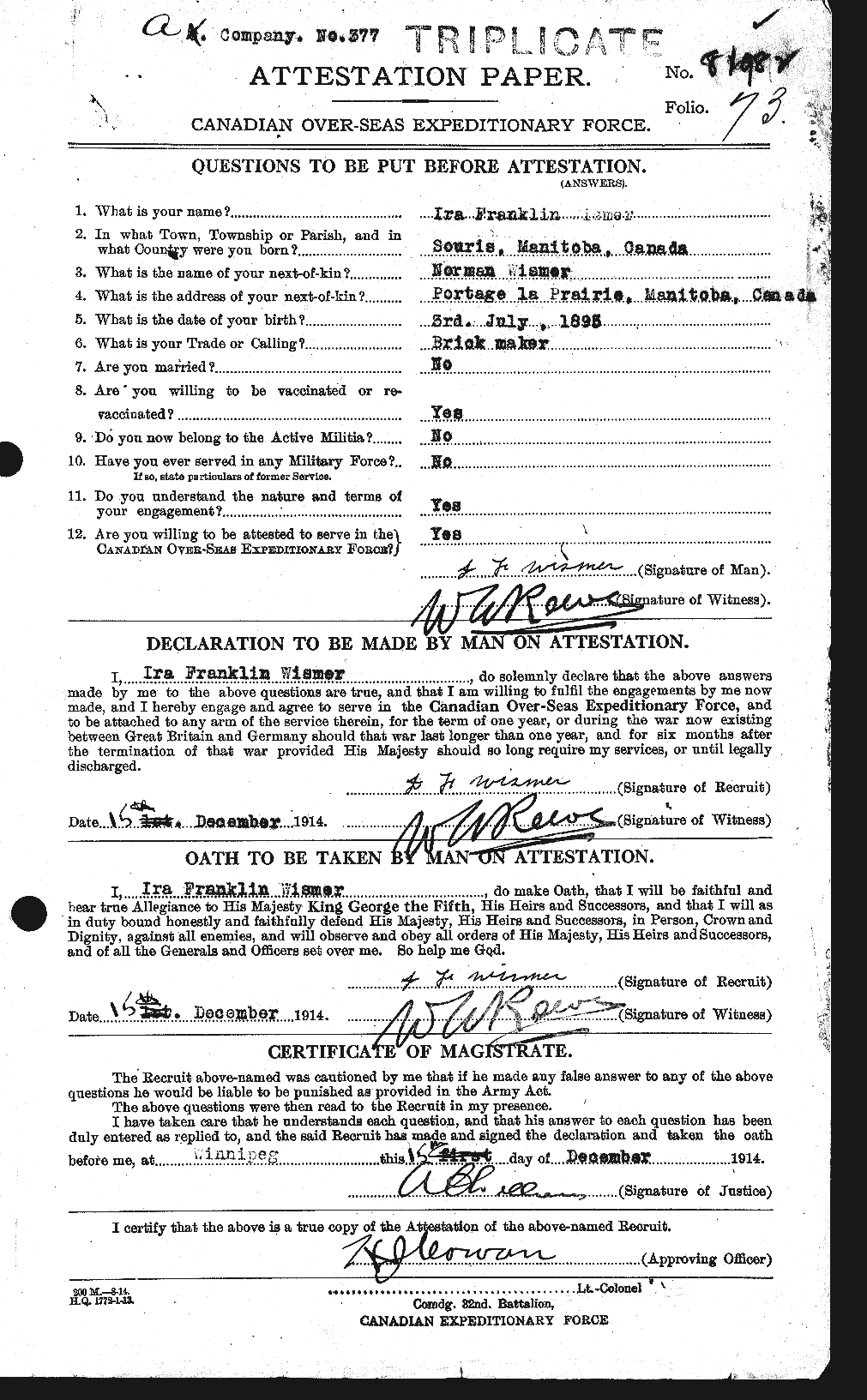 Personnel Records of the First World War - CEF 200642a