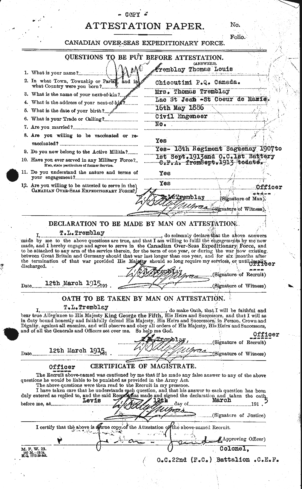 Personnel Records of the First World War - CEF 200678a