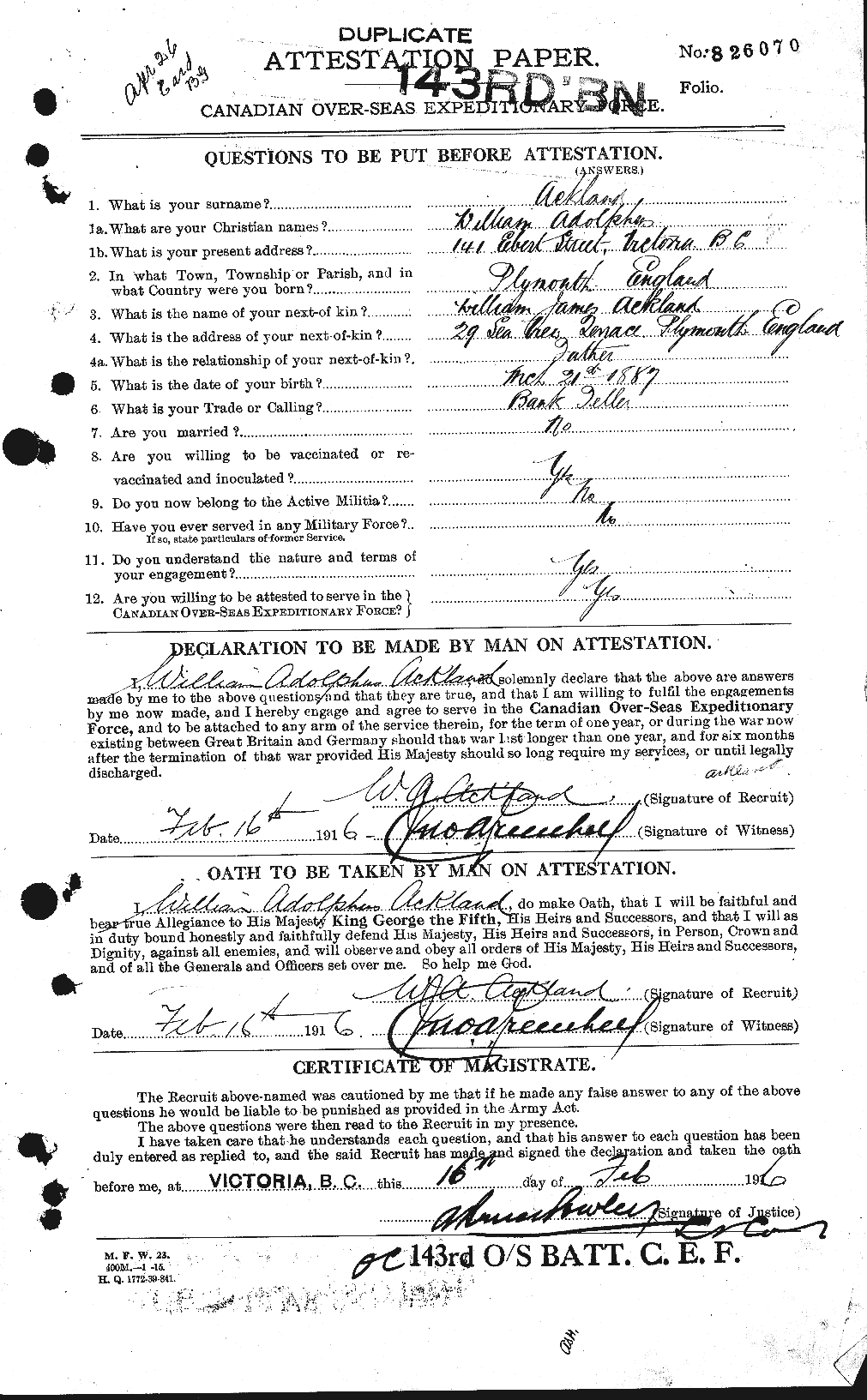 Personnel Records of the First World War - CEF 200693a