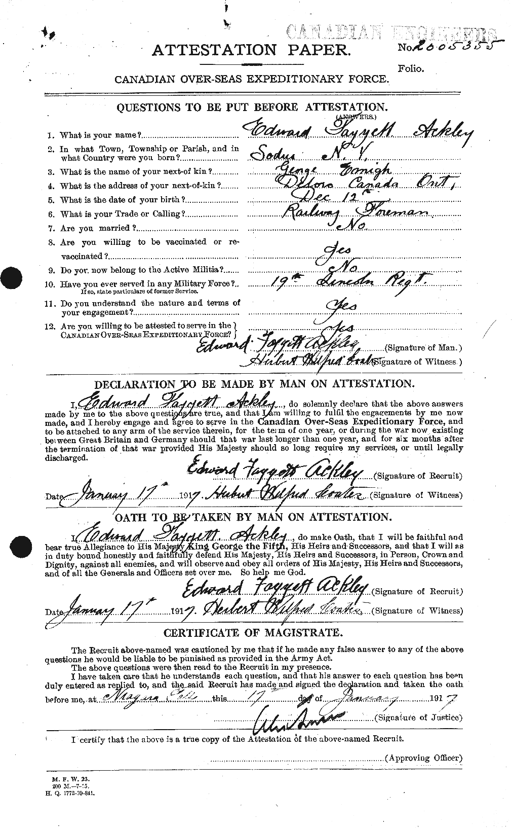Personnel Records of the First World War - CEF 200697a