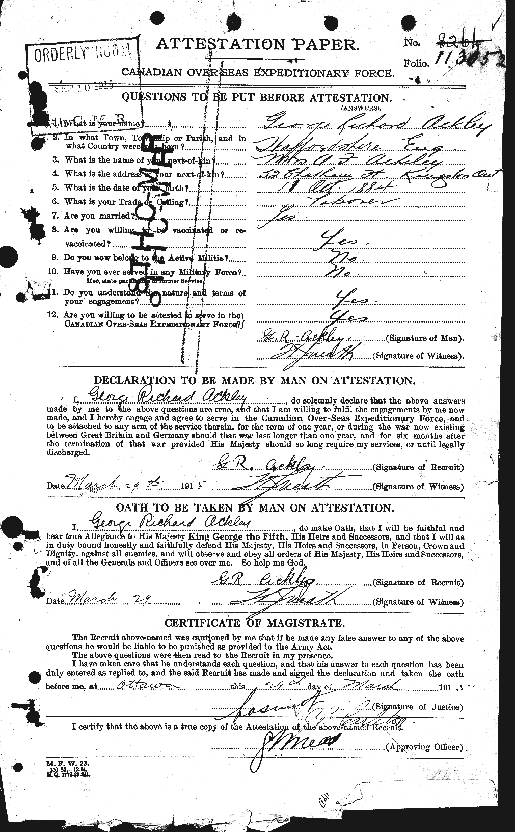 Personnel Records of the First World War - CEF 200698a